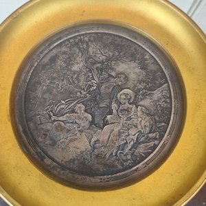 Tarjetero de Bronce Dorado con Grabado "Le Dénicheur" - B. Wicker, 1865 - imagen 3