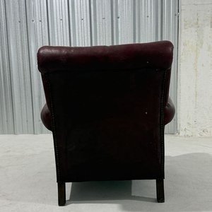 Sillón de Cuero Genuino Bordeaux para Restaurar - imagen 7