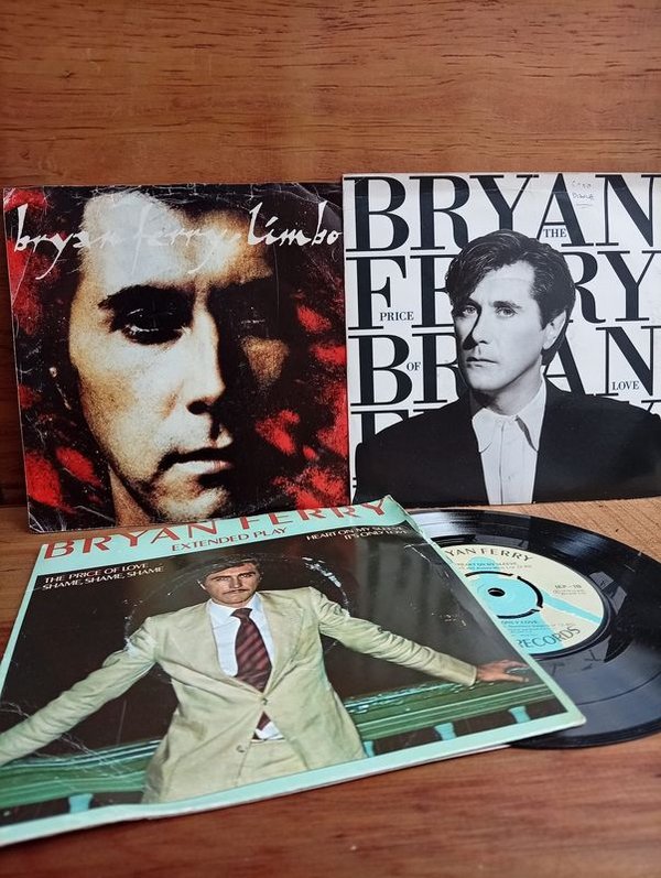 Tres Discos Simples de Vinilo de Bryan Ferry