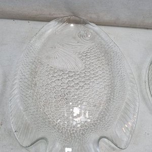 Conjunto de 5 Fuentes de Vidrio Transparente con Forma de Pez - imagen 3