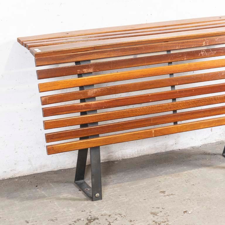 Banco de madera y metal con respaldo para bancas - imagen 2