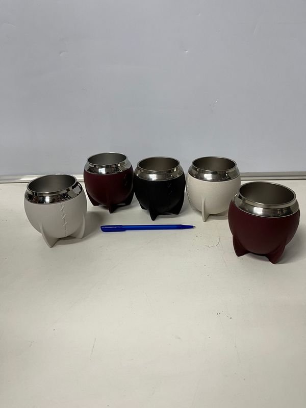 Set de 5 Mates de Acero Inoxidable y Cuerina - imagen 1
