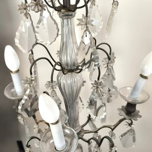 Araña Estilo Versalles con Columna de Vidrio y Caireles de Cristal - imagen 7