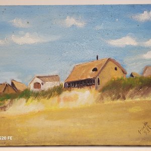 3 Cuadros al Óleo: Ranchos y Casas de Campo, Firmados - imagen 3