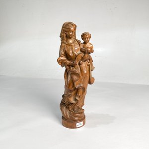 Talla en Madera "Dama y Niño" - Figura Religiosa - imagen 1