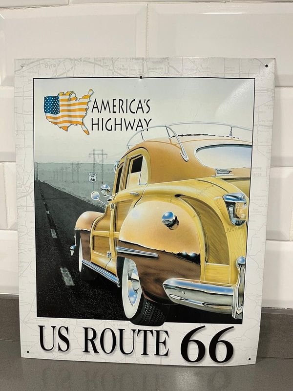 Chapa Decorativa "US Route 66" - América's Highway