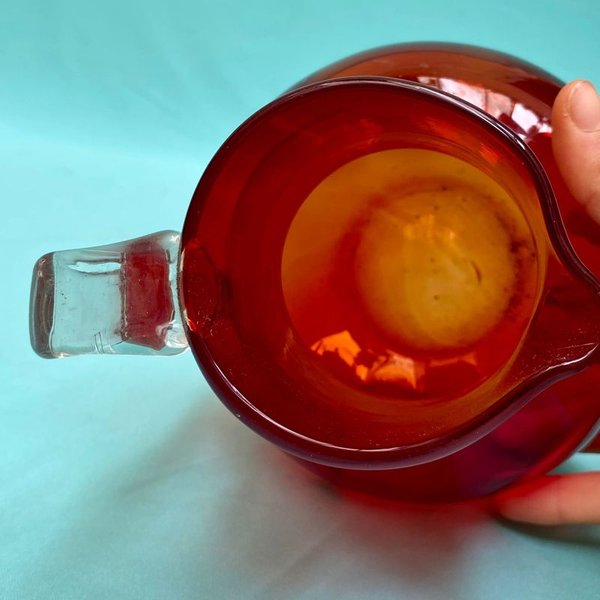 Jarra francesa de vidrio rojo rubí para decorar o usar - imagen 6