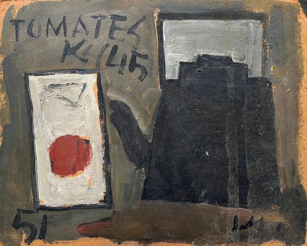 Jonio Montiel "Tomates" Óleo sobre Cartón Firmado y Fechado 1951 - imagen 1
