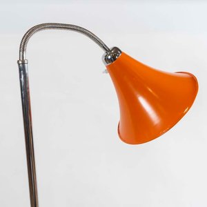Lámpara de Pie Cromada con Pantalla Metálica Naranja y Cuello Flexible - imagen 2