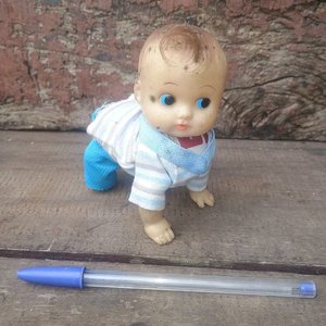 Muñeco Antiguo a Cuerda Bebé Gateador de Hojalata "Crawling Baby" - imagen 4