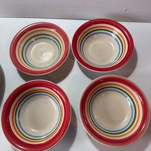 Lote de 12 Platos Llanos y Hondos con Diseño de Rayas de Colores - imagen 4