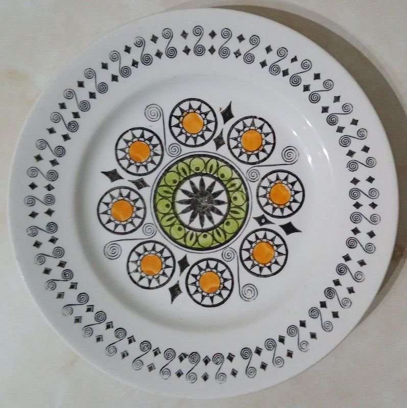 Platillo Cerámica Vintage Kathie Winkle Broadhurst "Renaissance" Mid-Century Modern