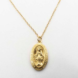 Lote siguiente: Cadena con Dije Virgen Milagrosa Baño de Oro Plata 40cm
