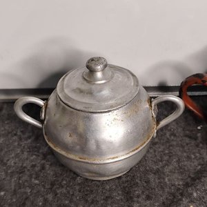 Dos Azucareros Antiguos: Esmaltado y Aluminio con Tapas - imagen 2