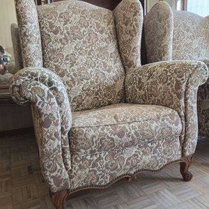 Par de Sillones Bergere Franceses Tapizados en Brocato - imagen 6