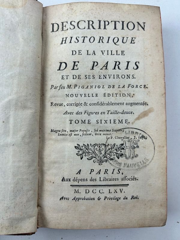 Dos tomos de Descripción histórica de la ciudad de París y sus alrededores, por Piganiol de la Force - imagen 6