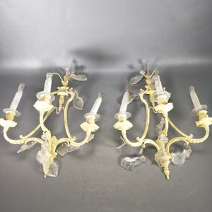 Par de Apliques de Bronce Estilo Versalles con Cristales - imagen 2