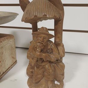 Balanza Antigua con Plato de Aluminio y Talla de Madera - imagen 3