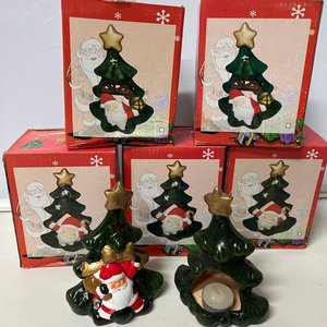 Casitas Árbol Navideño Decorativas con Vela y Papá Noel - imagen 4