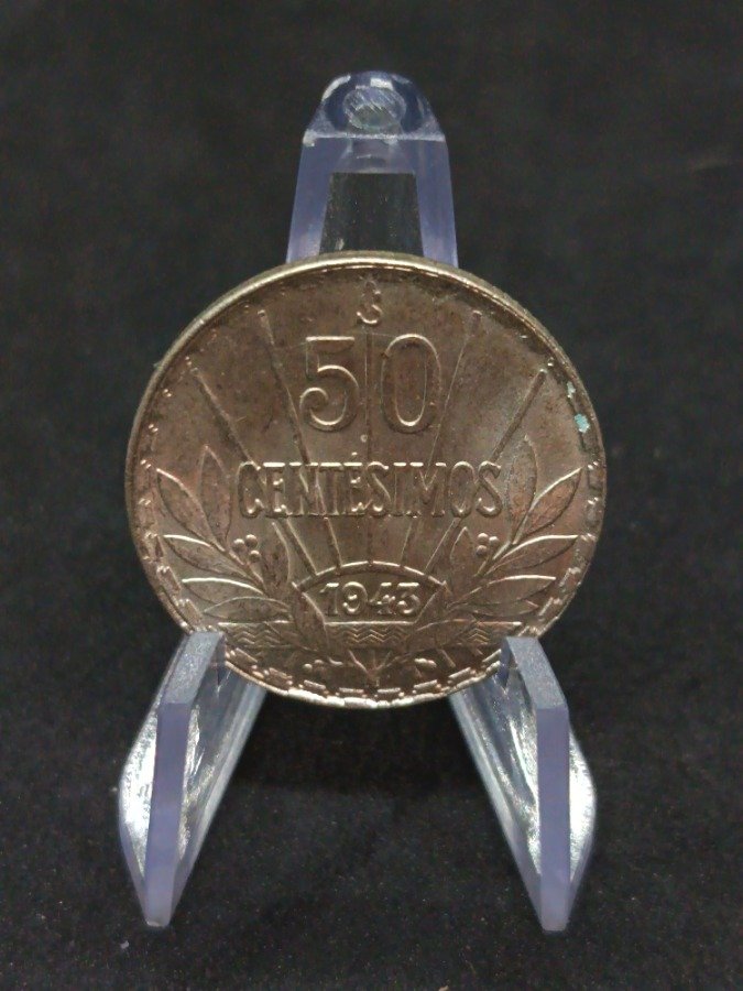 Moneda Uruguaya 50 Centésimos 1943 "Busto de Artigas" en Plata - Sin Circular