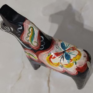 Caballo de Dala Negro Pintado a Mano - Decoración Sueca - imagen 5