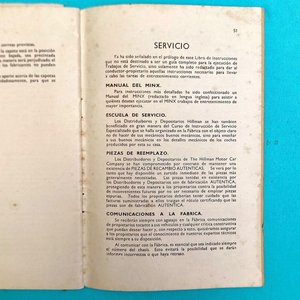 Manual de Instrucciones "El Hillman Minx" - Publicado Octubre 1938 - imagen 4