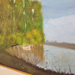Dos Cuadros al Óleo: Paisaje Natural y Paisaje Urbano-Costero, Firmados y Enmarcados - imagen 8