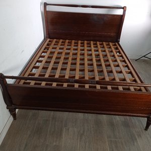 Cama Dos Plazas Estilo Sheraton Madera Oscura - imagen 6