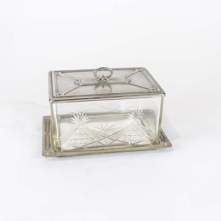 Lote anterior: Quesera de platina y vidrio (con minimo detalle) - Medidas: 20x13cm 