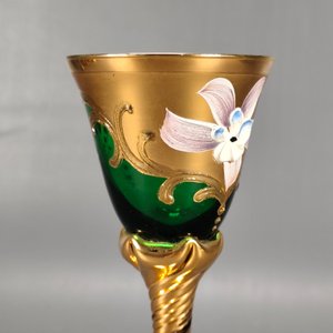Juego de 6 Copas Estilo Veneciano Dorado y Verde con Flores - imagen 7