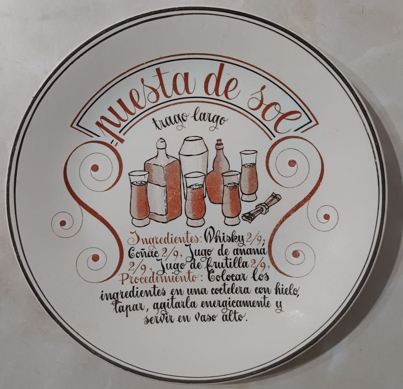 Plato de loza decorativo con receta del trago 'Puesta del Sol' - imagen 2