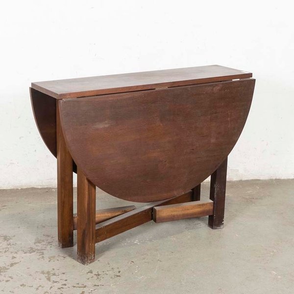 Mesa Plegable Oval con Alas de Madera Oscura