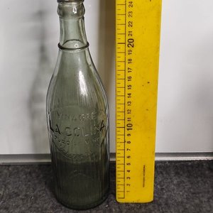 Botella Antigua de Vinagre La Colina Vidrio Verde - imagen 1