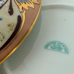 Antigua Bombonera o Alhajero de Porcelana Limoges F.M. Artístico - imagen 4