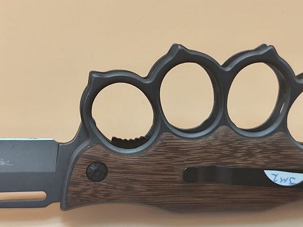 Navaja Táctica Plegable con Estructura Metálica y Empuñadura de Madera - imagen 8