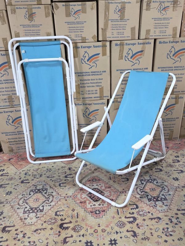 Par de Reposeras Plegables Italianas Color Celeste