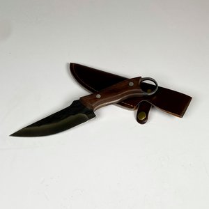 Cuchillo hoja de acero 11 cm, cabo madera con vaina - imagen 2