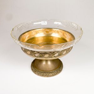 Centro de Mesa Metálico con Cuenco de Cristal Grabado - imagen 2