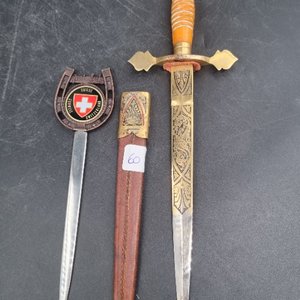 Dos Abrecartas: Uno de Toledo con Vaina de Cuero y Otro Suizo - imagen 4