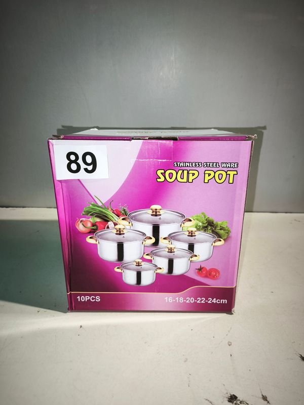 Juego de 5 Ollas de Acero Inoxidable con Tapas de Vidrio - imagen 1