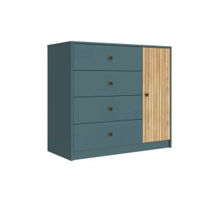 Lote siguiente: Cómoda Azul con Puerta Lateral y 4 Cajones
