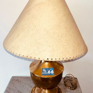 Velador de Cobre con Pantalla de Cuero, 50 cm - imagen 3