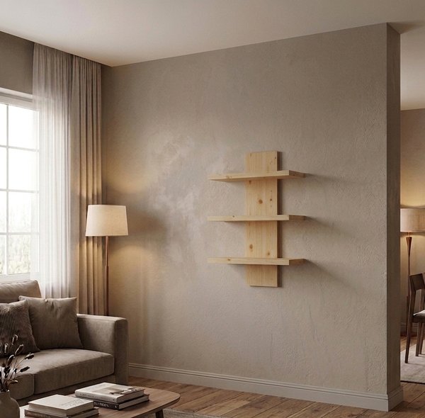 Estantería de Pared Moderna con 3 Estantes de Madera de Pino - imagen 1