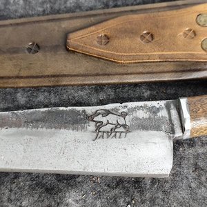 Cuchillo Artesanal Hoja de Disco de Arado con Vaina de Cuero - imagen 3