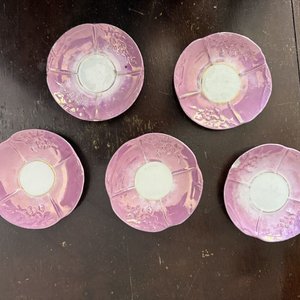 Juego de Tazas y Platillos de Porcelana Nacarada Alemana - imagen 5