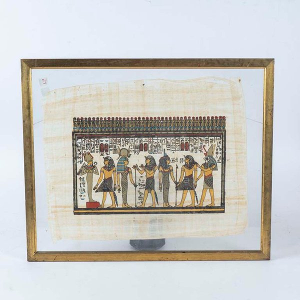 Papiro egipcio antiguo con escena religiosa