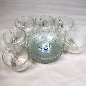 Juego de 6 Tazas y 6 Platitos de Vidrio Estriado - imagen 2