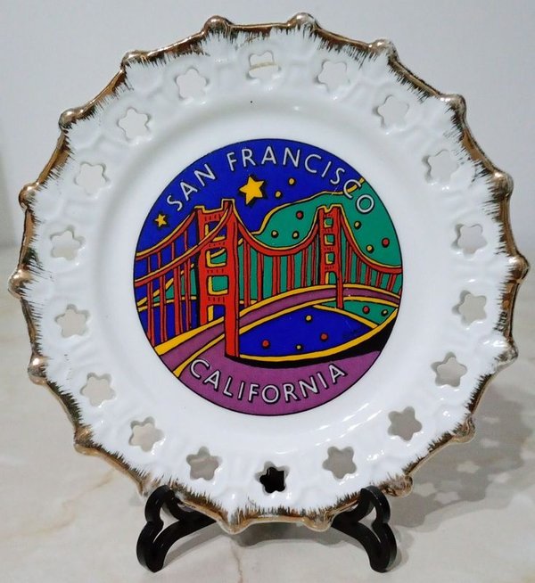 Platillo Decorativo Vintage San Francisco California Puente Golden Gate Cerámica - imagen 1