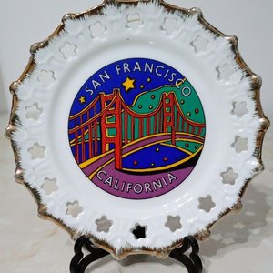 Platillo Decorativo Vintage San Francisco California Puente Golden Gate Cerámica - imagen 1