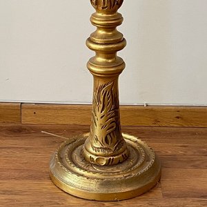 Lámpara de Pie Antigua de Madera Tallada Dorada - imagen 2